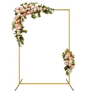 Metal Wedding Arches for Ceremony,Square Balloon Arch Frame Stand,6.6x6.6FT Wedding Arch for Birthday Garden Weddin Metal Arch Backdrop Stand (Gold)