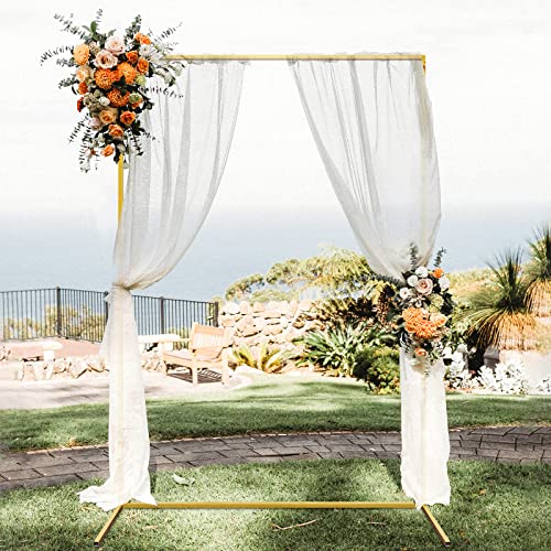 Metal Wedding Arches for Ceremony,Square Balloon Arch Frame Stand,6.6x6.6FT Wedding Arch for Birthday Garden Weddin Metal Arch Backdrop Stand (Gold)