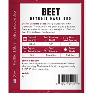 Beet Seeds for Planting Detroit Dark Red 100 Heirloom Non-GMO Beets Plant Seeds for Home Garden Vegetables Makes a Great Gift for Gardeners by Gardeners Basics