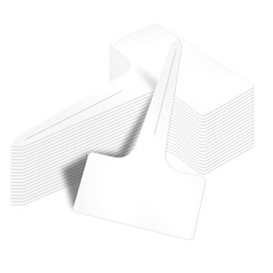 amorning 100pcs t-type plant tags，waterproof thick plastic plant makers，6 x10cm nursery garden labels(white)