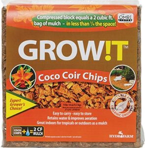 grow!t jscc2 – organic coco coir planting chips (9 lbs), block – promotes growth tropical flowers and plants, perfect for indoor or outdoor usage
