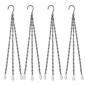acronde 4pcs black metal hanging chains 3 point holder anti-rust paint black chain for bird feeders, planters, lanterns, billboard, wind chimes, flower pot garden outdoor use