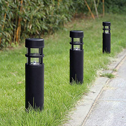 Solar Garden Lights Outdoor - SUNWIND LED Bollard Solar Powered Path Lighting for Patio Pathway Backyard Lawn Landscaping (Black-6 Pack)