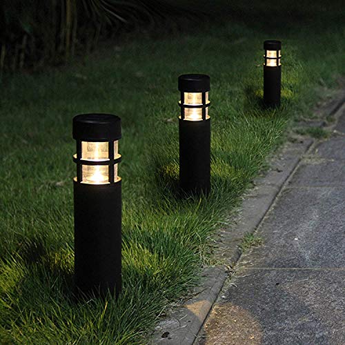 Solar Garden Lights Outdoor - SUNWIND LED Bollard Solar Powered Path Lighting for Patio Pathway Backyard Lawn Landscaping (Black-6 Pack)