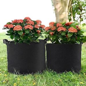 JOHAHTANG 10 Gallon Plant Grow Bags Aeration Fabric Pots with Handles 10 Pack Nonwoven Grow Pots for Garden and Planting, Black