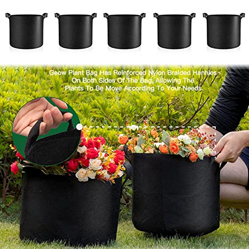 JOHAHTANG 10 Gallon Plant Grow Bags Aeration Fabric Pots with Handles 10 Pack Nonwoven Grow Pots for Garden and Planting, Black