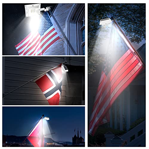 Solar Flag Pole Light, Bright 12LEDs for 5ft 6ft Flag Pole Light Solar Powered, Waterproof Outdoor Flagpoles White 6000k Led Lights Outside House Garden Yard American Flags Decorations