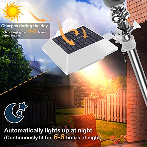 Solar Flag Pole Light, Bright 12LEDs for 5ft 6ft Flag Pole Light Solar Powered, Waterproof Outdoor Flagpoles White 6000k Led Lights Outside House Garden Yard American Flags Decorations