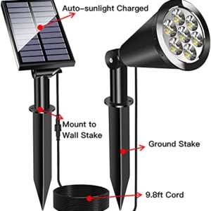 MEIHONG Solar Spot Light Outdoor, Waterproof Solar LED Landscape Lights Dusk to Dawn, 2-in-1 Solar Spotlight Solar Powered Accent Lights for Garden Porch Walkway Patio (1 Pack)