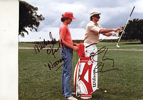 CHEVY CHASE/MICHAEL O'KEEFE classic signed"Caddyshack - Blindfold Scene" 8x10 photo