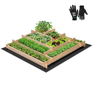 vivosun 5-tier raised garden bed, 41.7 x 41.7 x 14.2 inches outdoor wood planter box with gloves and liner for gardens, patios, and backyards