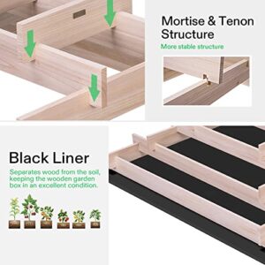 VIVOSUN 5-Tier Raised Garden Bed, 41.7 x 41.7 x 14.2 Inches Outdoor Wood Planter Box with Gloves and Liner for Gardens, Patios, and Backyards