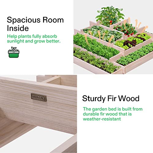 VIVOSUN 5-Tier Raised Garden Bed, 41.7 x 41.7 x 14.2 Inches Outdoor Wood Planter Box with Gloves and Liner for Gardens, Patios, and Backyards