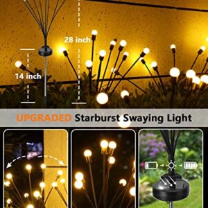 Otdair Solar Garden Lights-New Upgraded 4 Pack 8 LED Solar Powered Firefly Lights 4 Pack Solar Firefly Lights Outdoor Waterproof Vibrant Garden Lights for Patio Pathway Decoration,Warm White