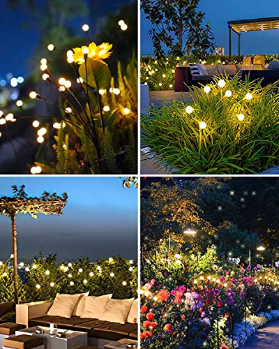 Otdair Solar Garden Lights-New Upgraded 4 Pack 8 LED Solar Powered Firefly Lights 4 Pack Solar Firefly Lights Outdoor Waterproof Vibrant Garden Lights for Patio Pathway Decoration,Warm White