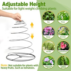 Pea Trellis Green Bean Trellis for Garden - 2 Pack Sugar Snap Tower Stretchable to 53.6 in, Metal Climbing Plant Growing Cage Support for Cucumber Vine Indoor Outdoor (Stick Not Include)