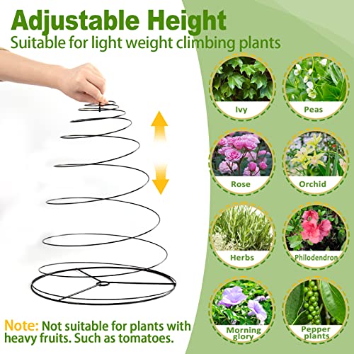 Pea Trellis Green Bean Trellis for Garden - 2 Pack Sugar Snap Tower Stretchable to 53.6 in, Metal Climbing Plant Growing Cage Support for Cucumber Vine Indoor Outdoor (Stick Not Include)