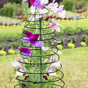 Pea Trellis Green Bean Trellis for Garden - 2 Pack Sugar Snap Tower Stretchable to 53.6 in, Metal Climbing Plant Growing Cage Support for Cucumber Vine Indoor Outdoor (Stick Not Include)