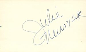julie newmar actress singer dancer 1976 tv autographed signed index card jsa coa