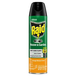 raid house & garden insect killer spray, for listed ant, roach, spider, for indoor & outdoor use, orange scent (11 ounce (pack of 1)