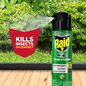 Raid House & Garden Insect Killer Spray, for Listed Ant, Roach, Spider, for Indoor & Outdoor Use, Orange Scent (11 Ounce (Pack of 1)