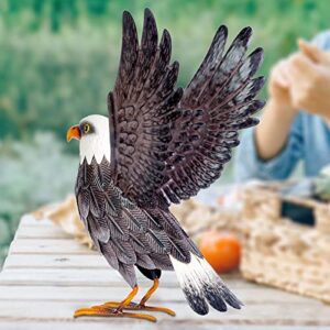 Natelf Garden Sculptures & Statues, Metal Bald Eagle Yard Art Outdoor Statue, Standing Bird Lawn Ornament for Patio Pond Backyard Decorations Multicolor