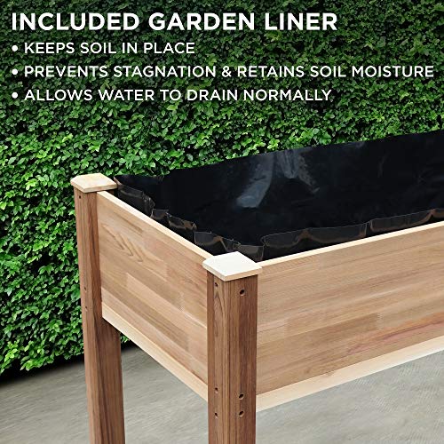 Jumbl Raised Canadian Cedar Garden Bed | Elevated Wood Planter for Growing Fresh Herbs, Vegetables, Flowers, Succulents & Other Plants at Home | Great for Outdoor Patio, Deck, Balcony | 34x18x30”