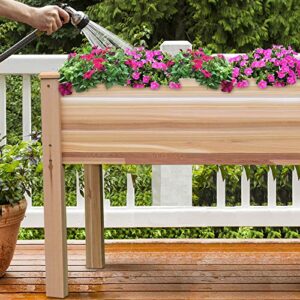 Jumbl Raised Canadian Cedar Garden Bed | Elevated Wood Planter for Growing Fresh Herbs, Vegetables, Flowers, Succulents & Other Plants at Home | Great for Outdoor Patio, Deck, Balcony | 34x18x30”