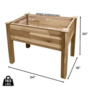 Jumbl Raised Canadian Cedar Garden Bed | Elevated Wood Planter for Growing Fresh Herbs, Vegetables, Flowers, Succulents & Other Plants at Home | Great for Outdoor Patio, Deck, Balcony | 34x18x30”