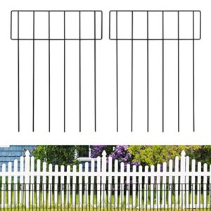 10 pack animal barrier fence,17 inch(h) x 10 ft(l) no dig fencing decorative garden fence, rustproof metal wire garden fence border, dog rabbits ground stakes defence for outdoor landscaped yard.