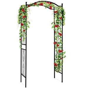 Best Choice Products 92in Steel Garden Arch Arbor Trellis for Outdoor, Yard, Garden, Climbing Plants w/Decorative Wire Lattice - Black
