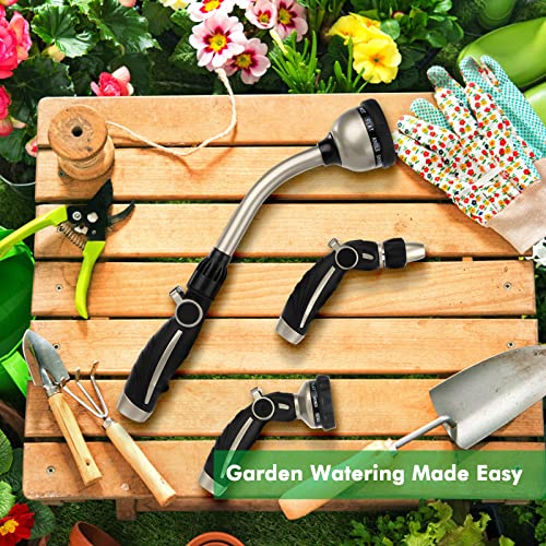 RESTMO Watering Wand Heavy Duty, Metal Garden Hose Wand with 10 Spray Patterns, 15-Inch Long Hose Nozzle Sprayer with Thumb Flow Control, Ideal to Water Hanging Baskets and Shrubs