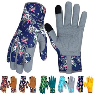 merturn leather gardening gloves for women garden gloves thorn proof mother’s day gift touch screen design heavy duty yard working gloves for planting, digging, pruning women gardening gift