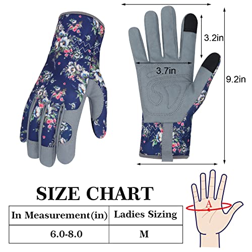 MERTURN Leather Gardening Gloves for Women Garden Gloves Thorn Proof Mother's Day Gift Touch Screen Design Heavy Duty Yard Working Gloves for Planting, Digging, Pruning Women Gardening Gift