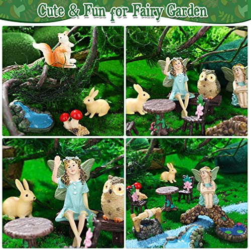 19 Pcs Fairy Garden Accessories Christmas Fairy Garden Kit Garden Miniatures Fairies Fairy Garden Animals Cute Tiny Mushrooms Mini Pond Bridge Figurines Miniature Figurines Micro Landscape Ornaments