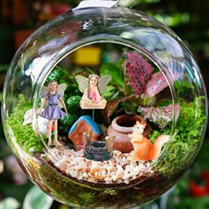 19 Pcs Fairy Garden Accessories Christmas Fairy Garden Kit Garden Miniatures Fairies Fairy Garden Animals Cute Tiny Mushrooms Mini Pond Bridge Figurines Miniature Figurines Micro Landscape Ornaments