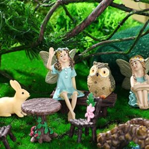 19 Pcs Fairy Garden Accessories Christmas Fairy Garden Kit Garden Miniatures Fairies Fairy Garden Animals Cute Tiny Mushrooms Mini Pond Bridge Figurines Miniature Figurines Micro Landscape Ornaments