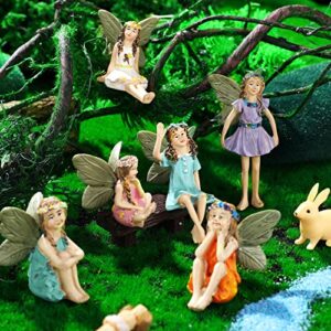 19 Pcs Fairy Garden Accessories Christmas Fairy Garden Kit Garden Miniatures Fairies Fairy Garden Animals Cute Tiny Mushrooms Mini Pond Bridge Figurines Miniature Figurines Micro Landscape Ornaments