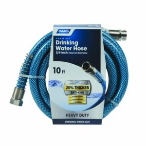 Camco 10ft Premium Drinking Water Hose - Lead and BPA Free, Anti-Kink Design, 20% Thicker Than Standard Hoses 5/8"Inside Diameter (22823) , Blue