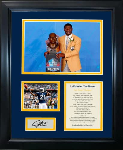 Framed LaDainian Tomlinson Hall of Fame Facsimile Laser Engraved Signature Auto San Diego Chargers 12"x15" Football Photo Collage