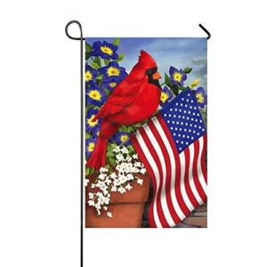 small mim american pride red cardinals purple morning glory garden flag holiday decoration double sided flag 12.5″ x 18″