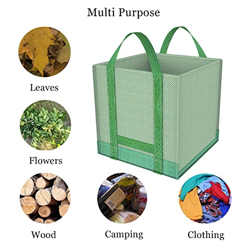 Reusable Yard Waste Bags/Lawn Bags/Leaf Bags, Collapsible Garden Bag, Pop Up Garden Bag, Heavy Duty Woven Polypropylene Bag, Double Bottom Design Reinforced carry handles(1-Pack 32Gallons )