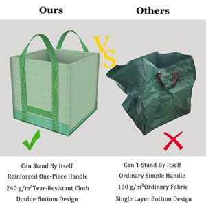 Reusable Yard Waste Bags/Lawn Bags/Leaf Bags, Collapsible Garden Bag, Pop Up Garden Bag, Heavy Duty Woven Polypropylene Bag, Double Bottom Design Reinforced carry handles(1-Pack 32Gallons )