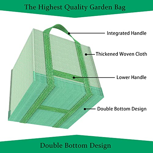 Reusable Yard Waste Bags/Lawn Bags/Leaf Bags, Collapsible Garden Bag, Pop Up Garden Bag, Heavy Duty Woven Polypropylene Bag, Double Bottom Design Reinforced carry handles(1-Pack 32Gallons )