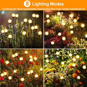 Solar Powered Firefly Lights, 4 Pack 8LED Starburst Swaying Solar Garden Lights, Sway by Wind, Waterproof with Remote 8 Lighting Modes Solar Outdoor Lights Decorative for Pathway Yard Patio Landscape…