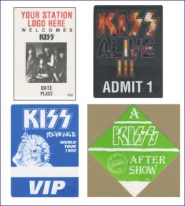 kiss special set of 4 backstage passes