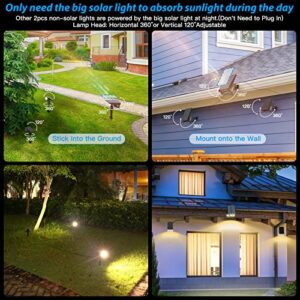 100LED Solar Spotlights Power 2PCS 40LED Non-Solar Outdoor Lights for Palm Trees,IP68 Waterproof Solar Lights Outdoor Garden Auto On/Off,3-IN-1 Solar Powered Solar Spot Lights Outdoor Landscape Lights