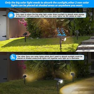 100LED Solar Spotlights Power 2PCS 40LED Non-Solar Outdoor Lights for Palm Trees,IP68 Waterproof Solar Lights Outdoor Garden Auto On/Off,3-IN-1 Solar Powered Solar Spot Lights Outdoor Landscape Lights