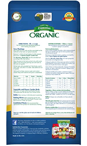 Espoma Organic Bio-Tone Starter Plus 4-3-3 Natural & Organic Starter Plant Food with Both Endo & Ecto Mycorrhizae; 4 lb. Bag; The Ultimate Starter Fertilizer - Pack of 2
