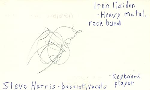 Steve Harris Vocals Bassist Keyboard For Iron Maiden Music Signed Index Card JSA COA